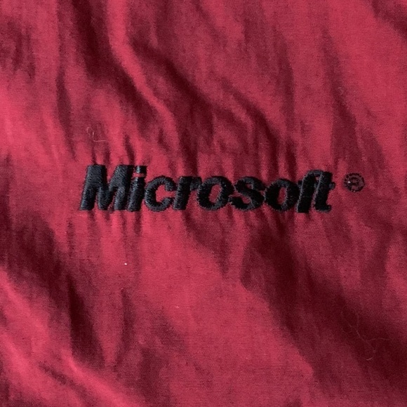 Mens 1980s MICROSOFT Computer Geek Vintage Columbia Brand Red WINDBREAKER Rare - Picture 3 of 16